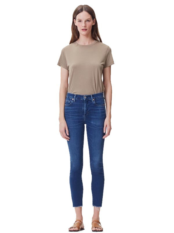 Rocket Crop High Rise Skinny in Frequency