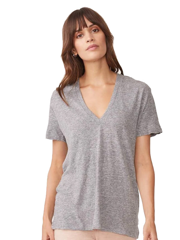 Textured Tri-Blend Relaxed V Neck Tee